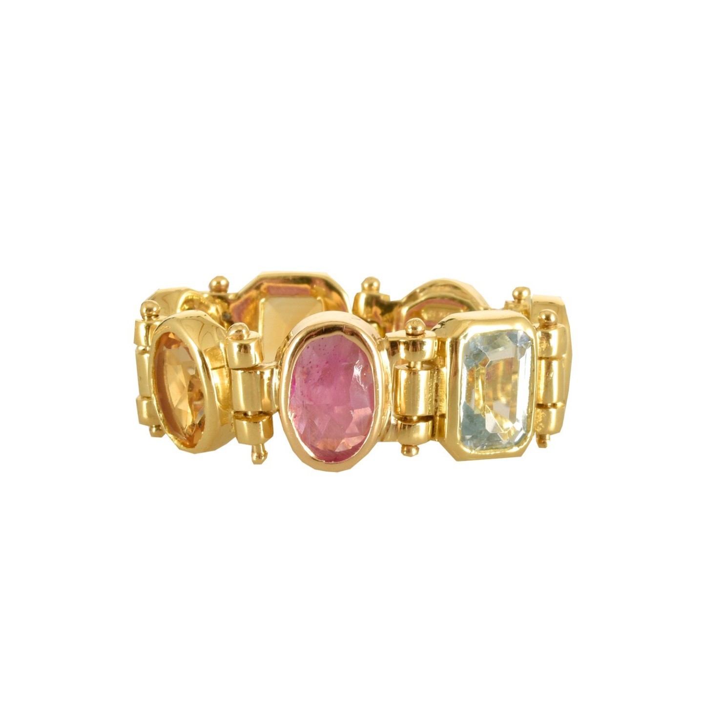 Anello a cerniera multicolor, realizzato a mano in Italia dall'Atelier Percossi Papi, con pietre naturali