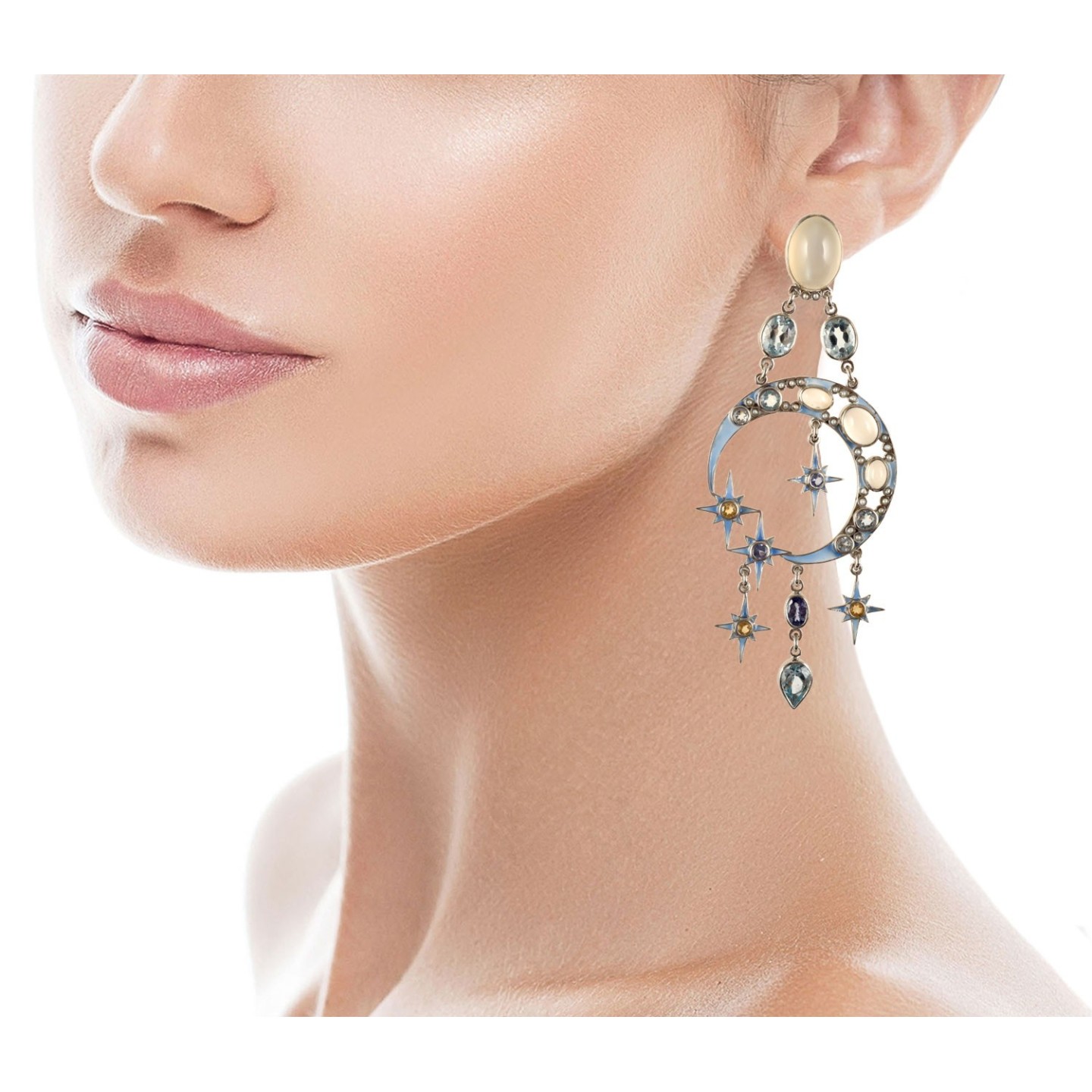 Moon earrings,inspired by Divine Comedy of Dante Alighieri,handmade in Italy by Percossi Papi