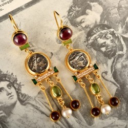 Roman earrings handmade in Italy by Percossi Papi with natural stones