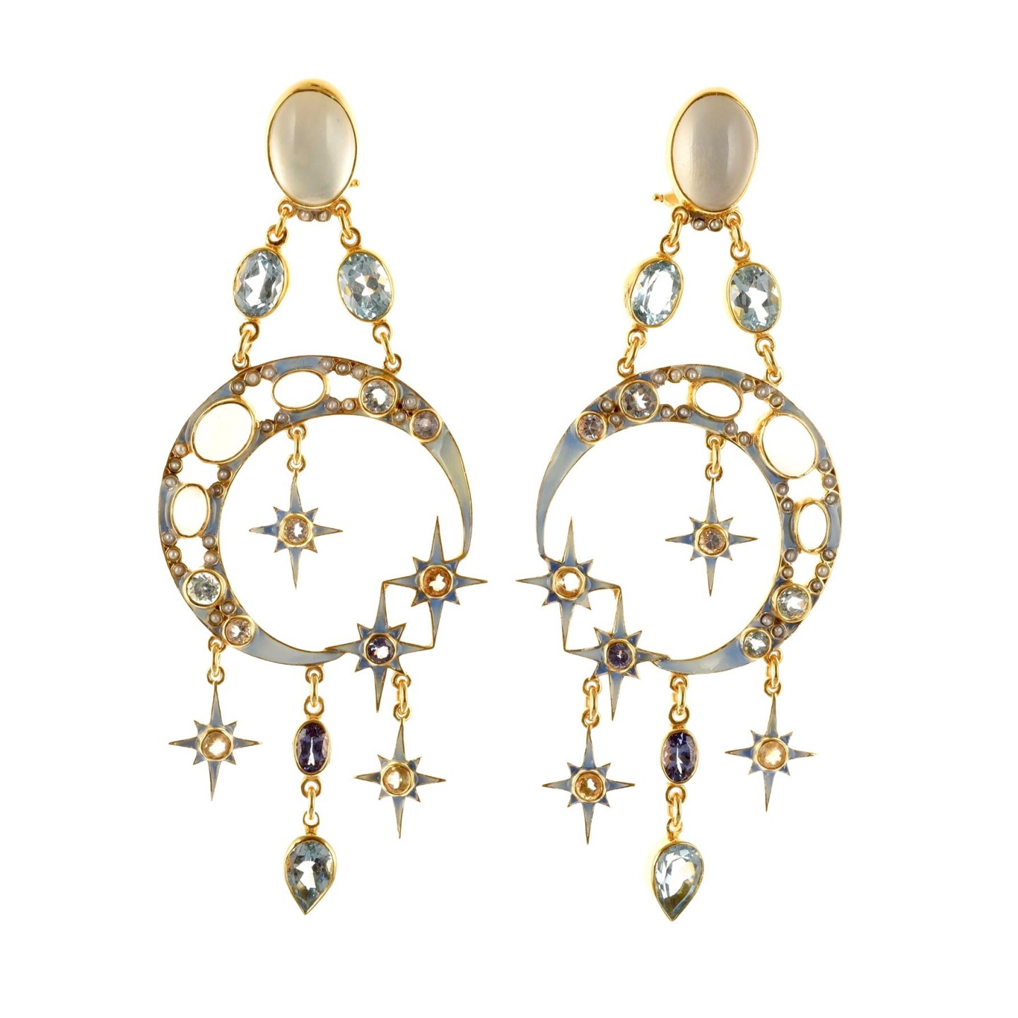 Moon earrings,inspired by Divine Comedy of Dante Alighieri,handmade in Italy by Percossi Papi