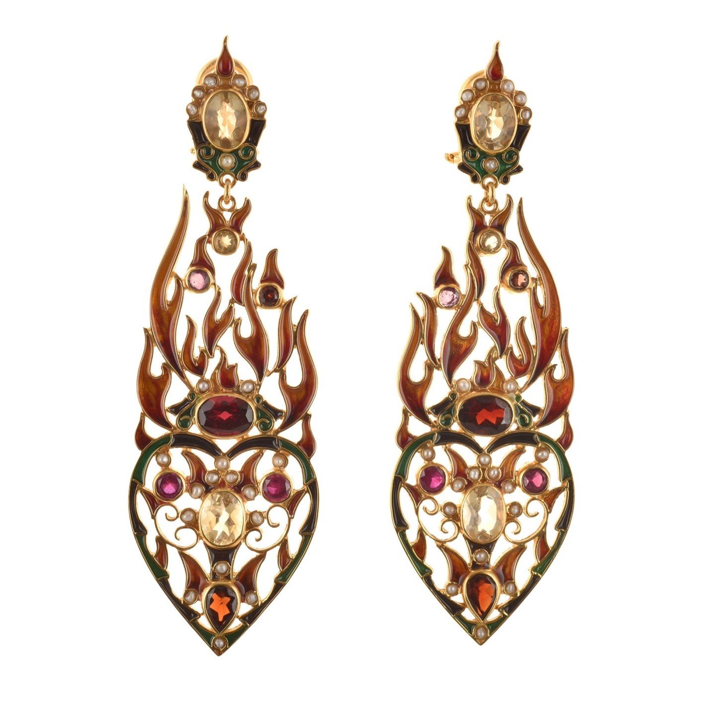 Heart earrings made in Italy by Percossi Papi inspired by the love story between Paolo e Francesca. Dante Alighieri, the Divine