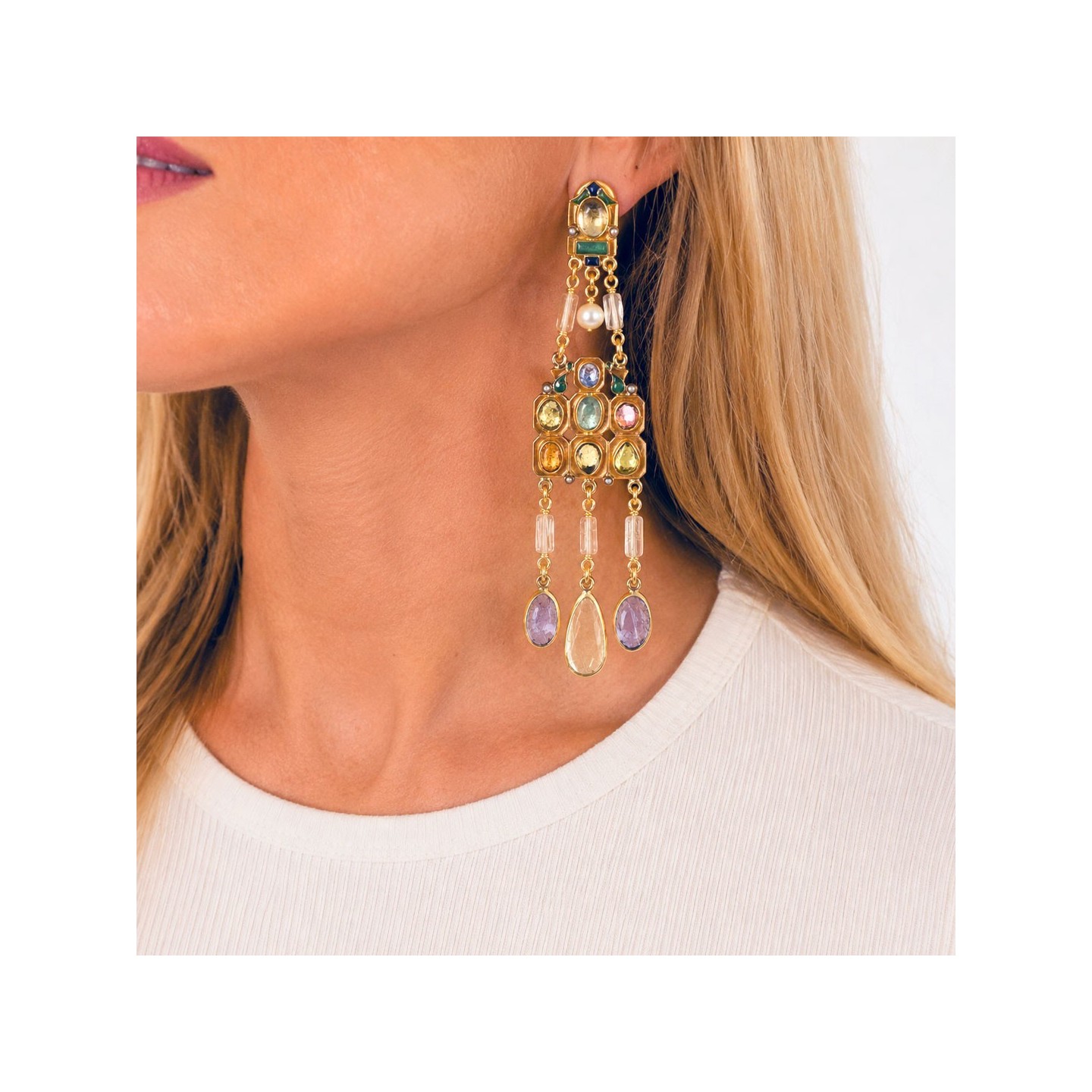Byzantine earrings, handmade in Italy by Percossi Papi with natural stones