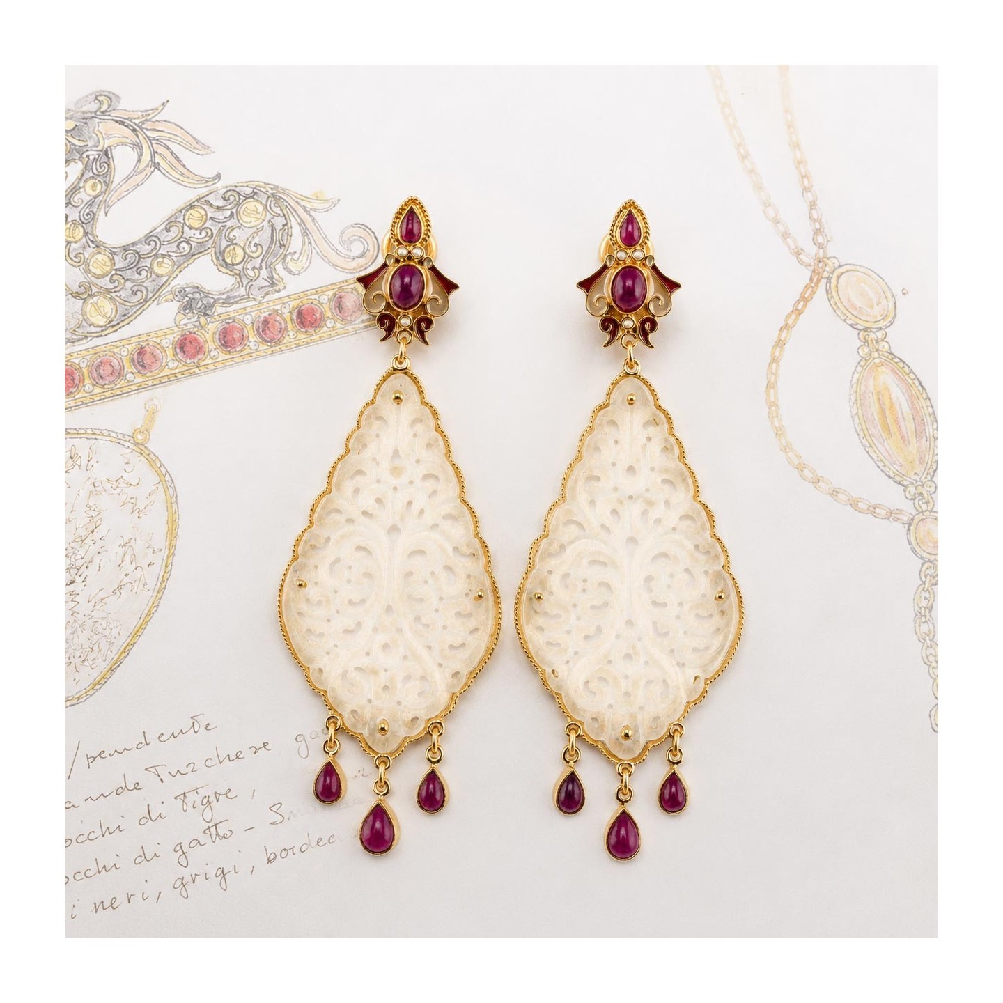 Jade earrings, handmade in Italy by Percossi Papi with natural stones