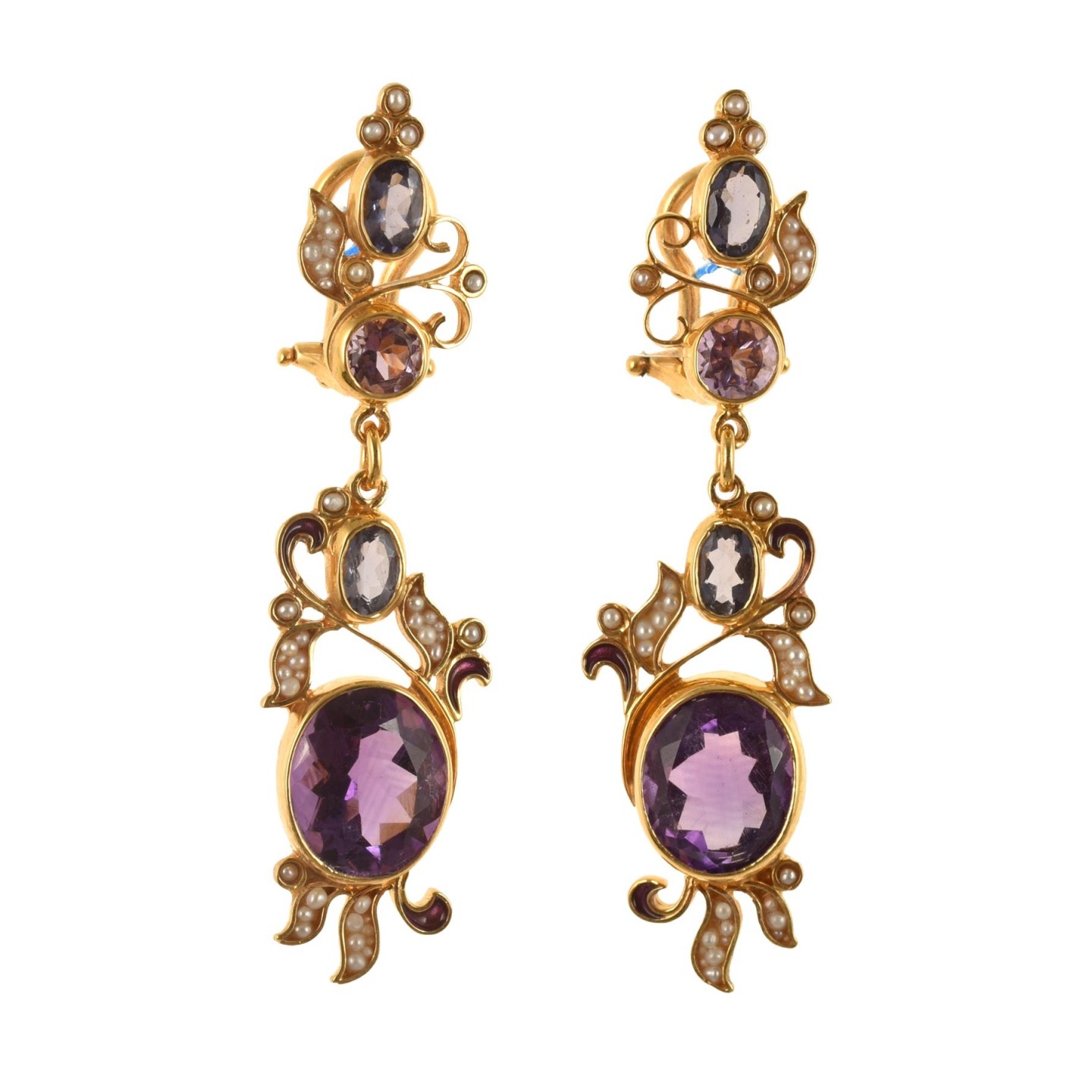 Floral earrings, made in Italy by Percossi Papi with natural stones