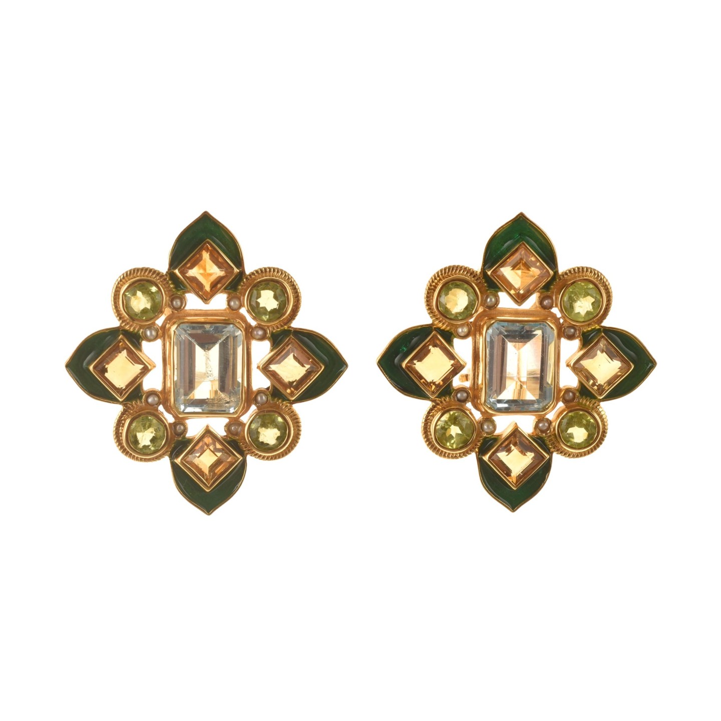 Button earrings, handmade in Italy by Percossi Papi with natural stones