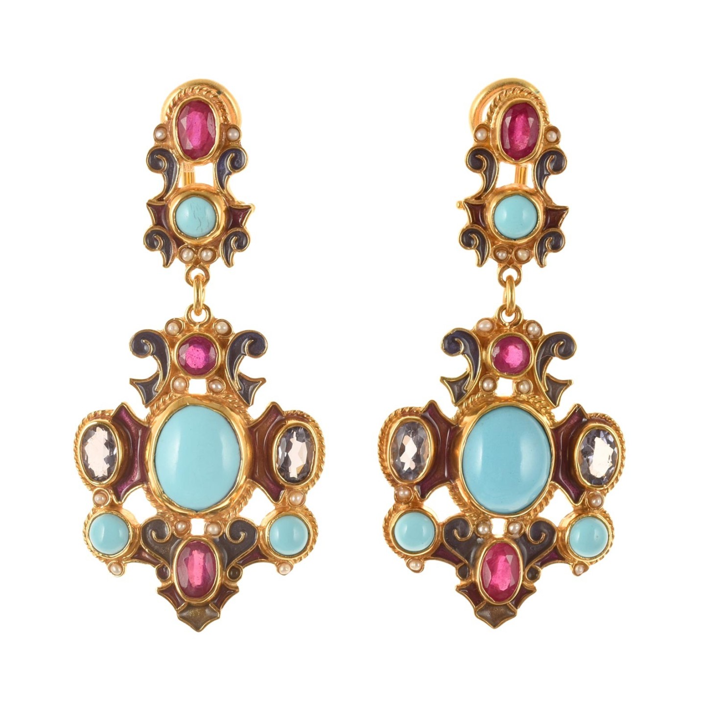 Turquoise earrings handmade in Italy by Percossi Papi with natural stones
