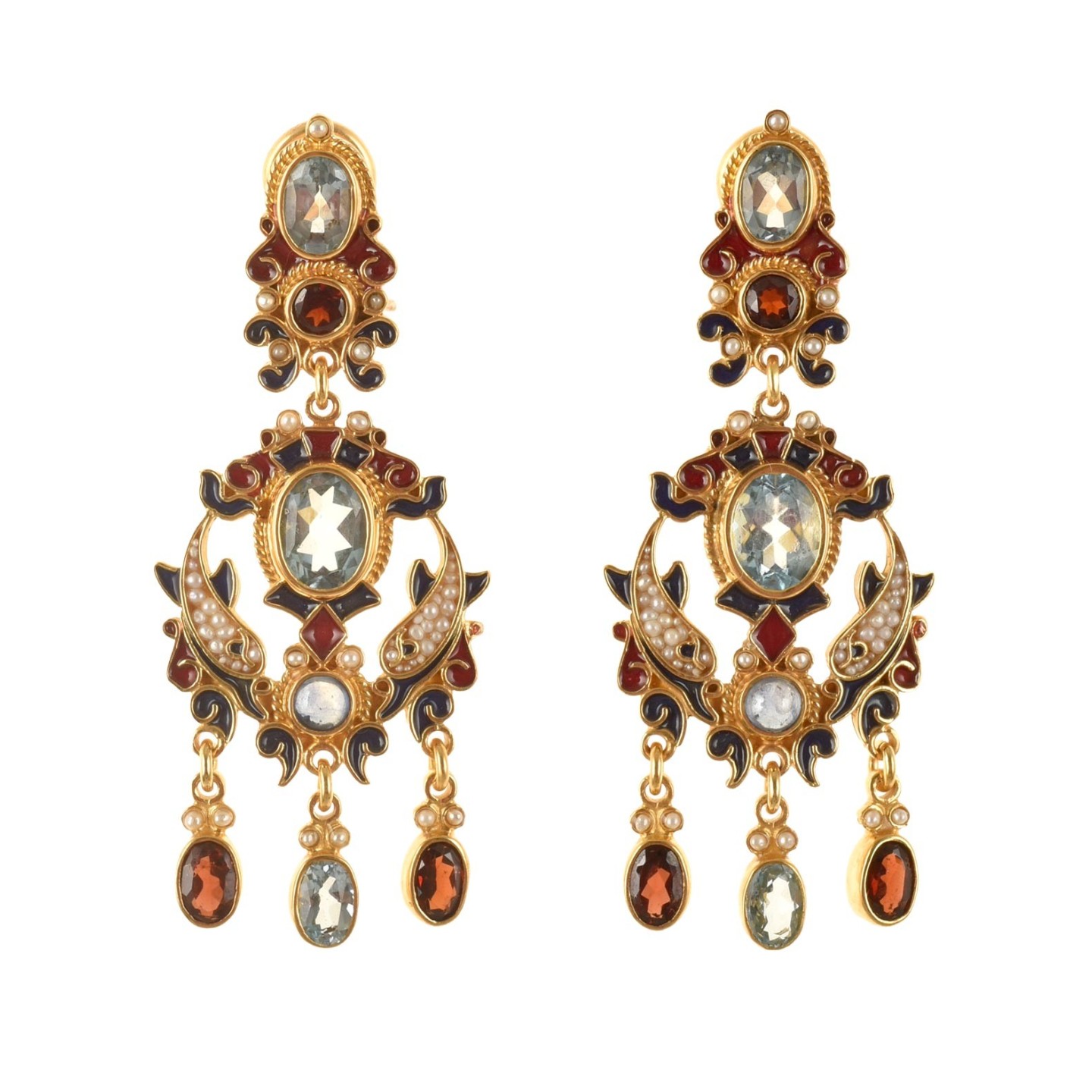Dolphins earrings, handmade in Italy by Percossi Papi with natural stones
