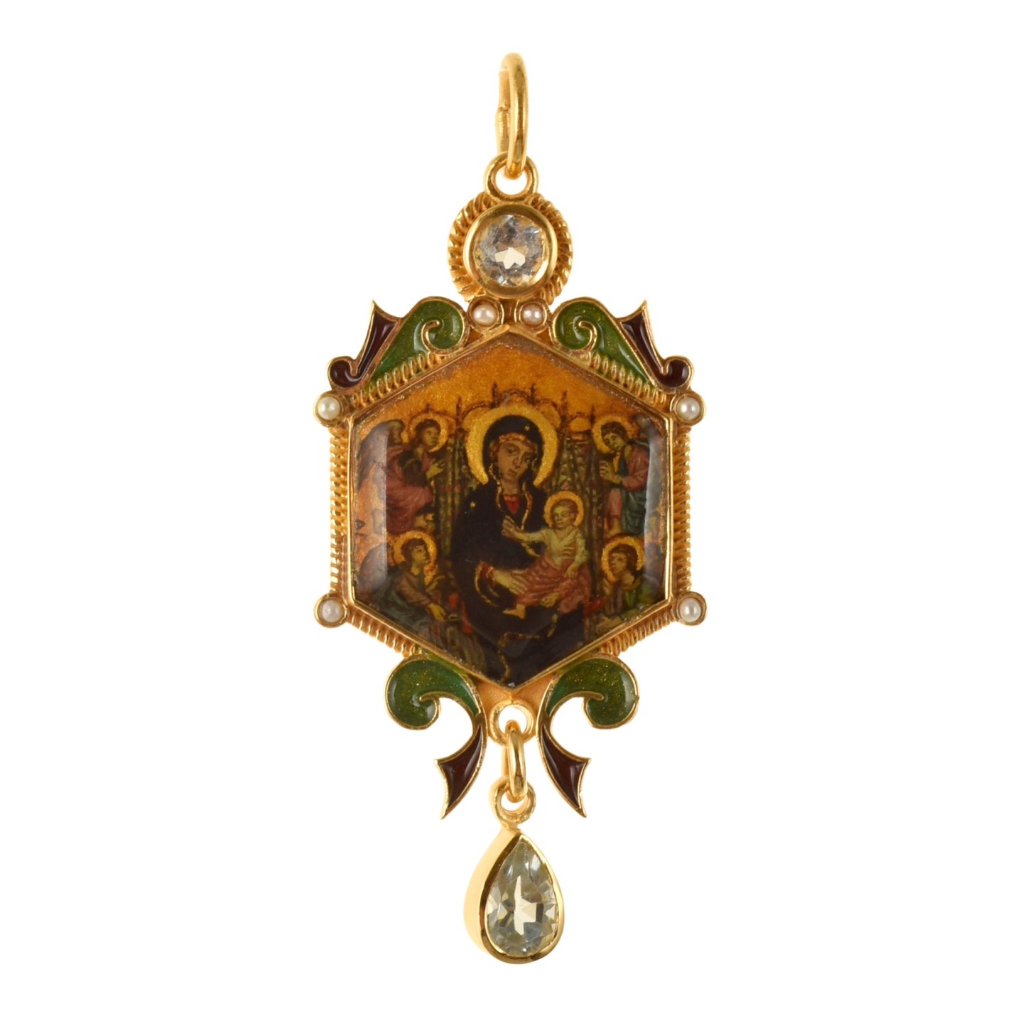 Byzantine pendant handmade in Italy by Percossi Papi with natural stones