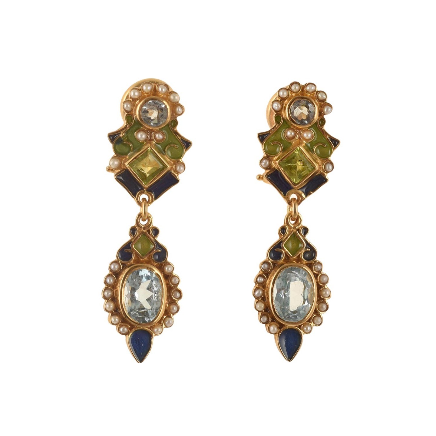 Classical everyday earrings, handmade in Italy by Percossi Papi with natural stones