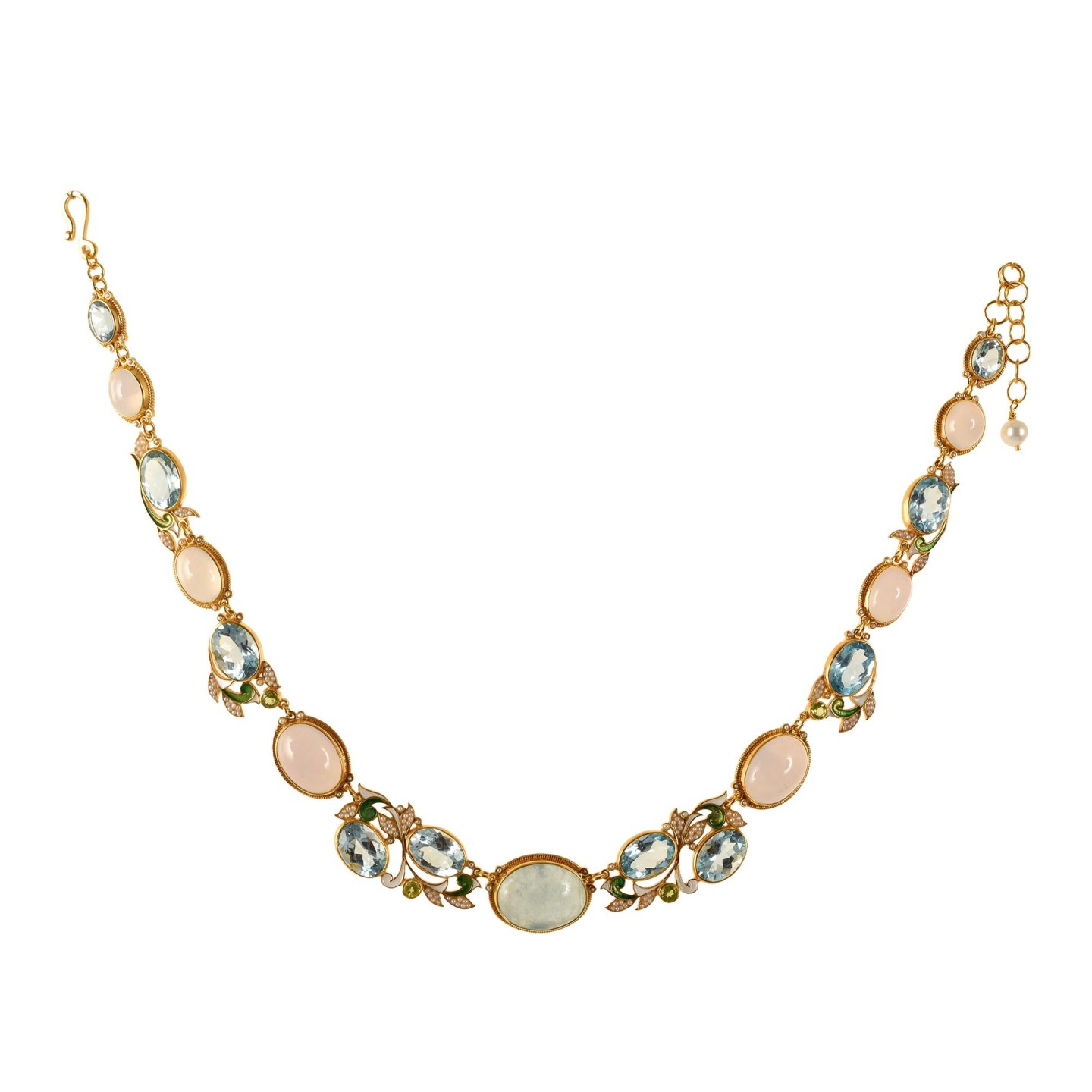 Floral necklace, handmade in Italy by Percossi Papi with natural stones