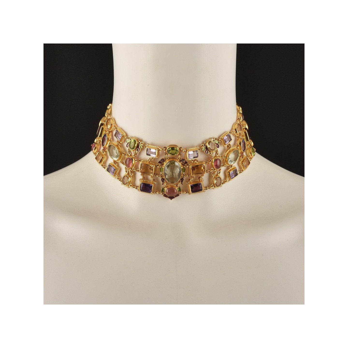 Byzantine necklace, handmade in Italy by Percossi Papi with natural stones