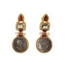 Roman coin earrings, handmade in Italy by Percossi Papi with reproduction of ancient coin and natural stones