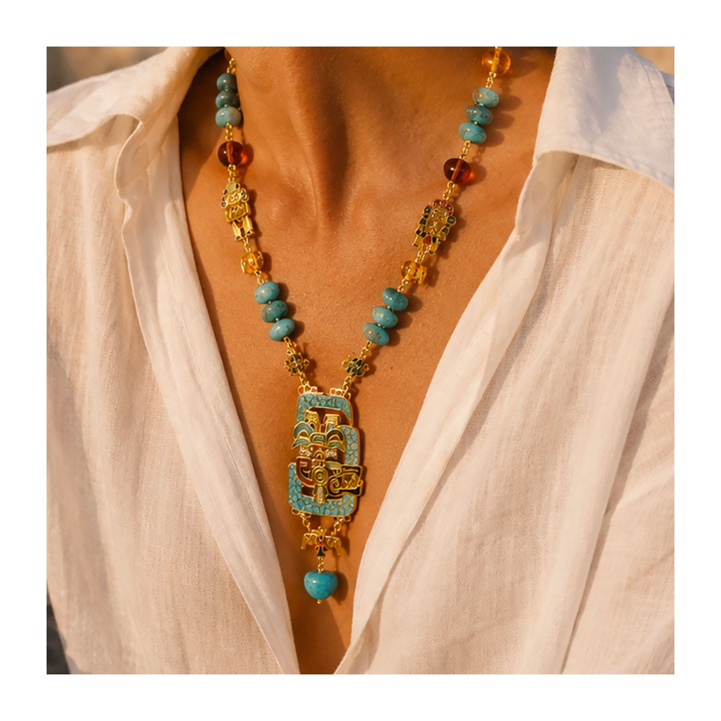Collana Maya, realizzata a mano in Italia  da Percossi Papi con pietre naturali