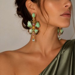 Butterfly earrings, handmade in Italy by Percossi Papi with natural stones
