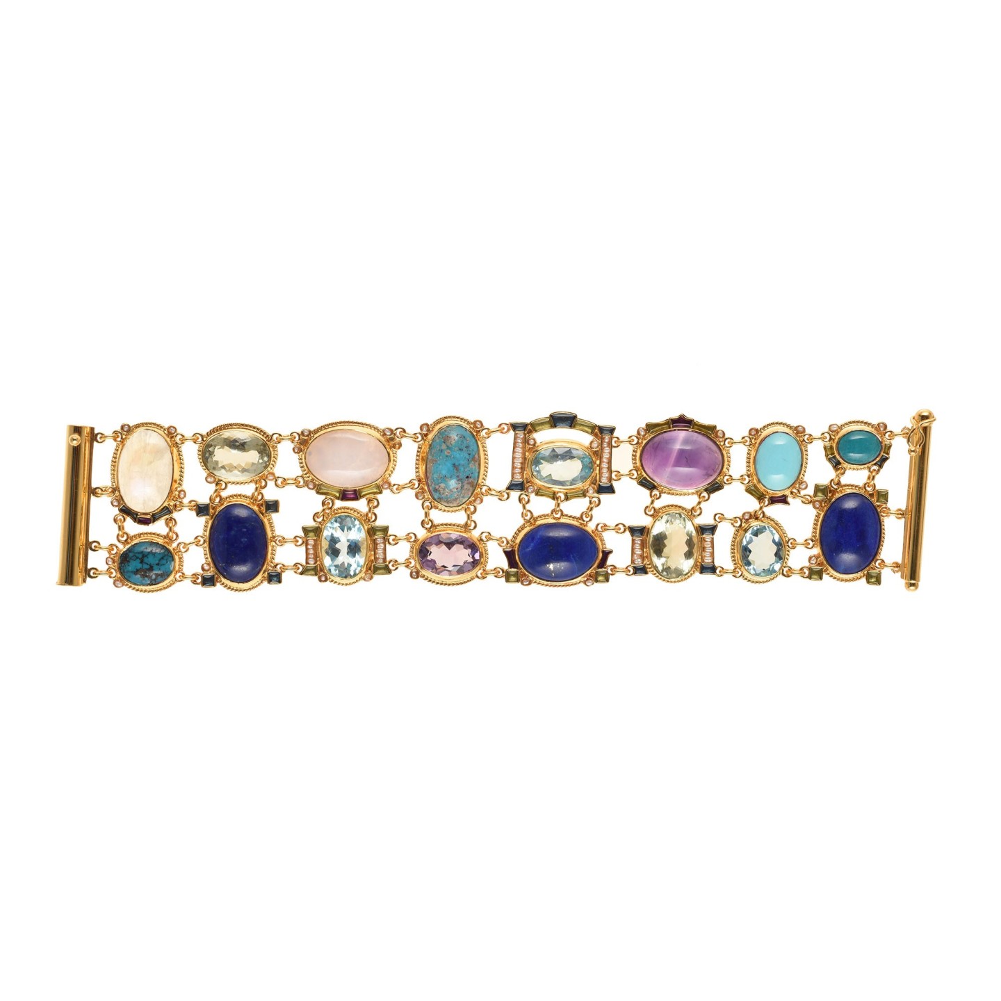 Bracciale bizantino con turchesi realizzato in Italia da Percossi Papi con pietre naturali