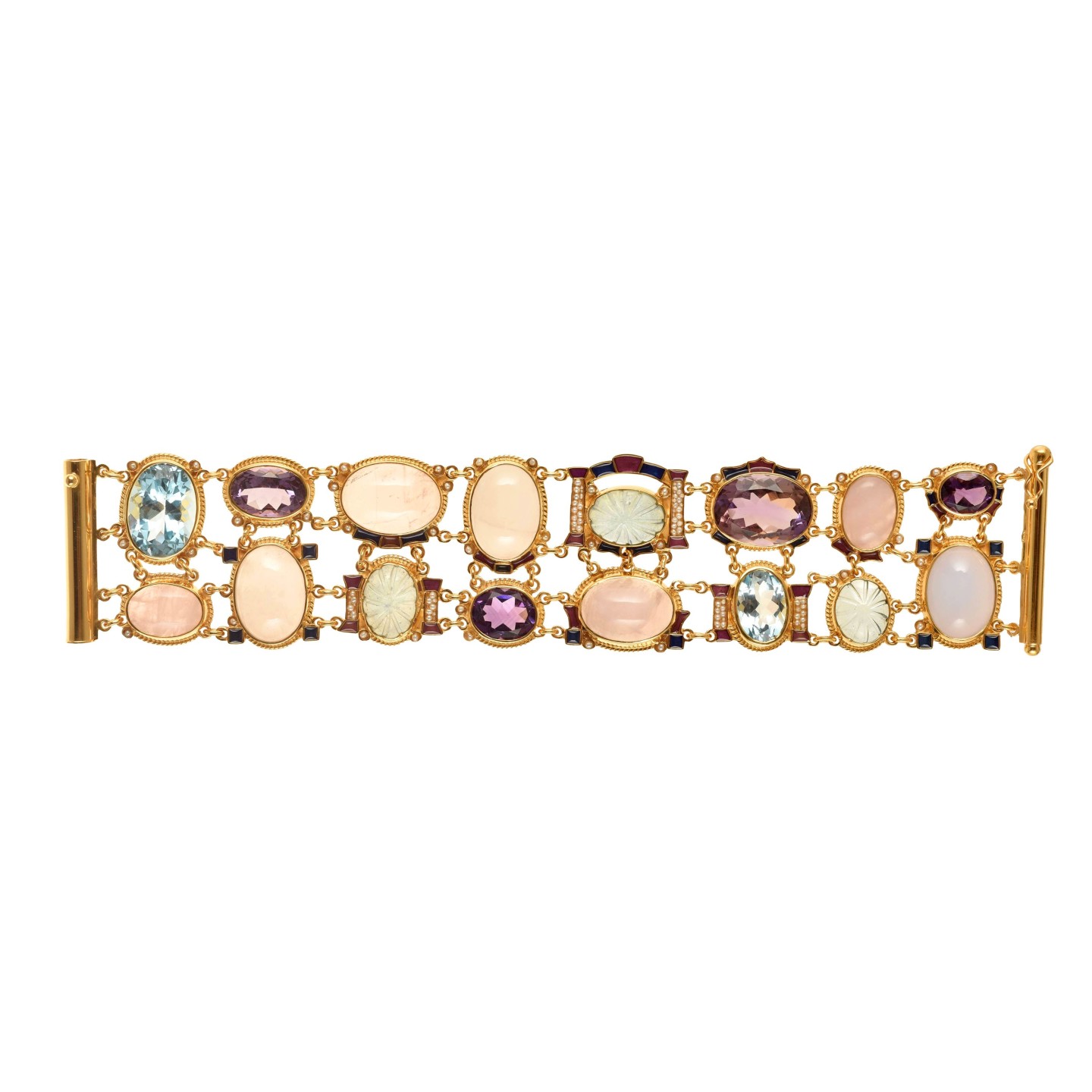 Bracciale aquamarine incise realizzato in Italia da Percossi Papi con pietre naturali