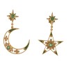 Moon and star earrings, handmade in Italy by Percossi Papi with natural stones