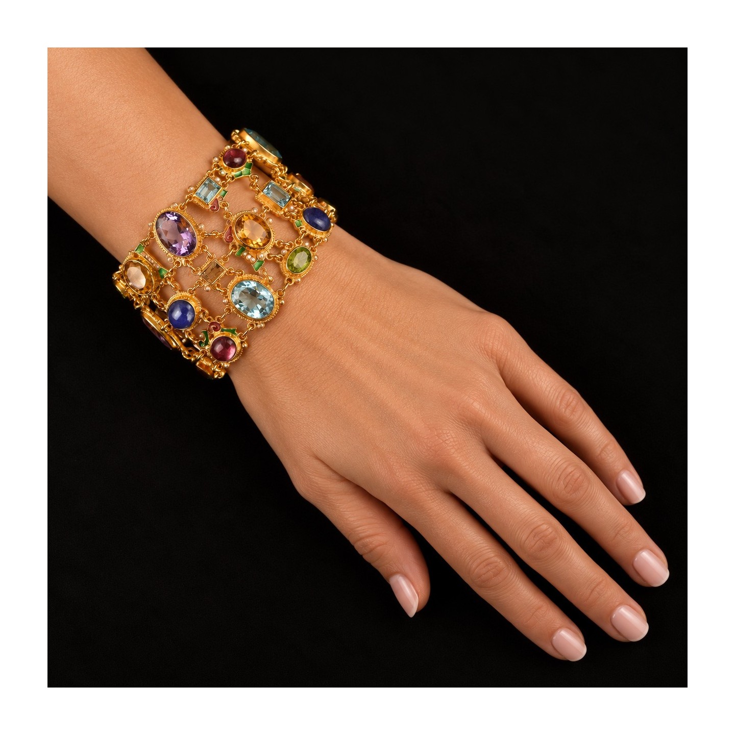 Bracciale bizantino realizzato in Italia da Percossi Papi con pietre naturali