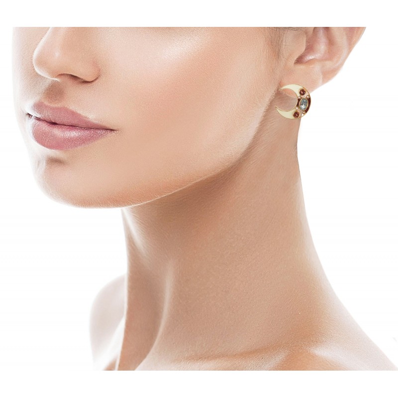 Sun and moon earrings handmade in Italy by Percossi Papi with natural stones