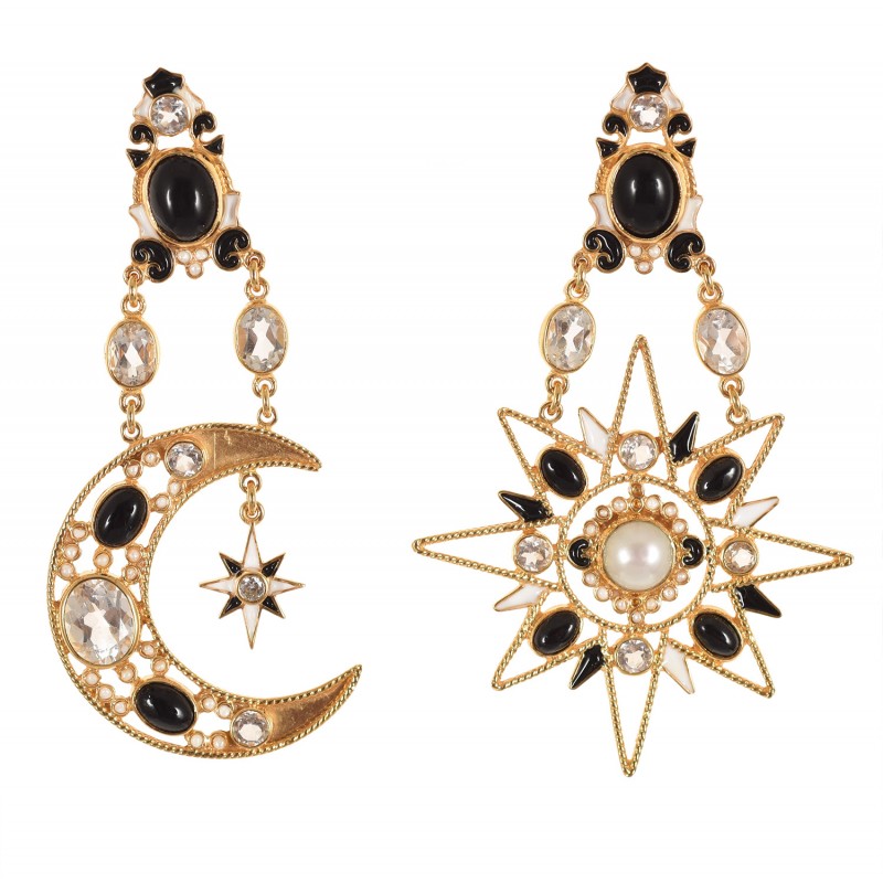 Black sun and moon earrings