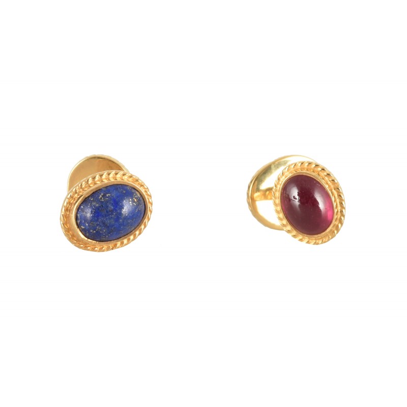 RUBY AND LAPIS LAZZULI CUFFLINKS