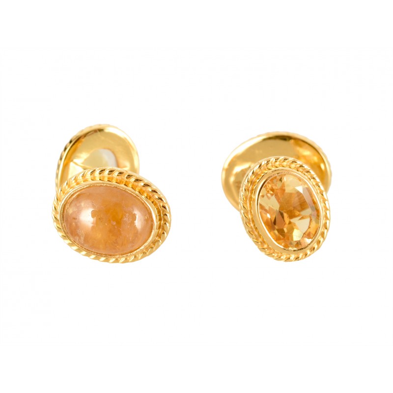 TOURMALINE AND CITRINE  CUFFLINKS