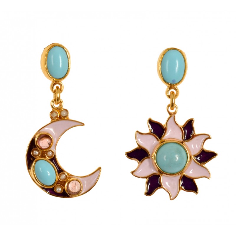 Sun and moon earrings with...