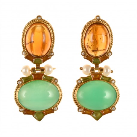 EARRINGS WITH CHRYSOPRASE