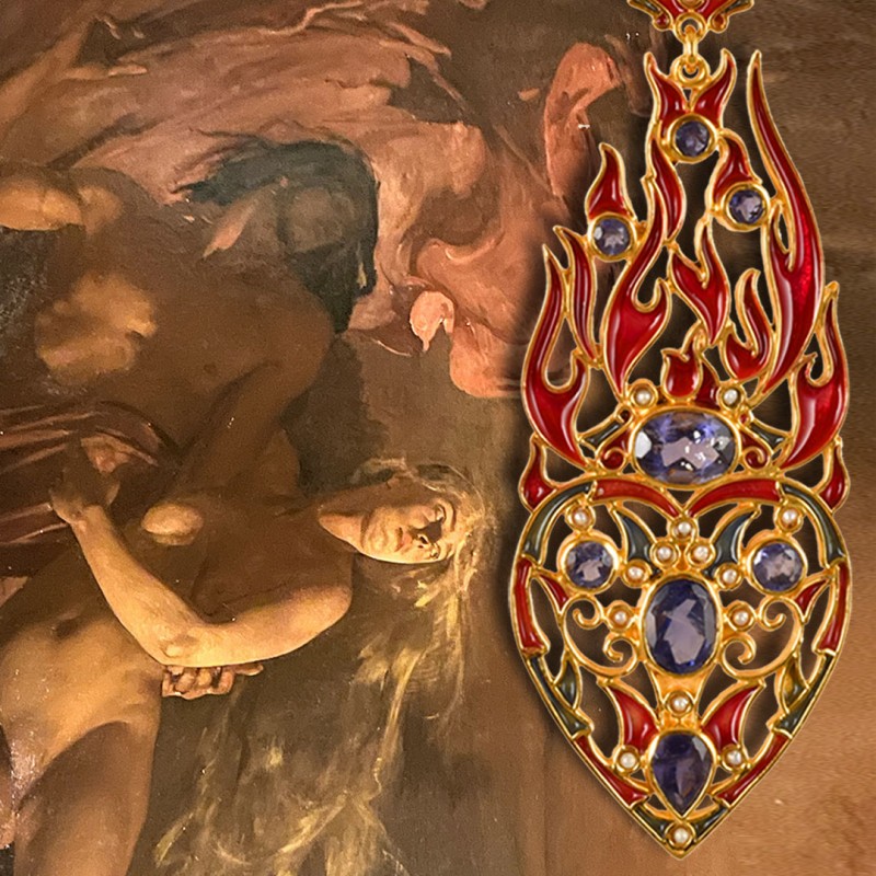 Orecchini cuori, realizzati in Italia da Percossi Papi, ispirati alla storia d'amore di Paolo e Francesca. Dante Alighieri, La D