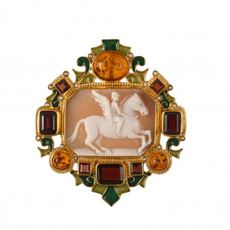 "Pegaso" spilla e pendente con cammeo