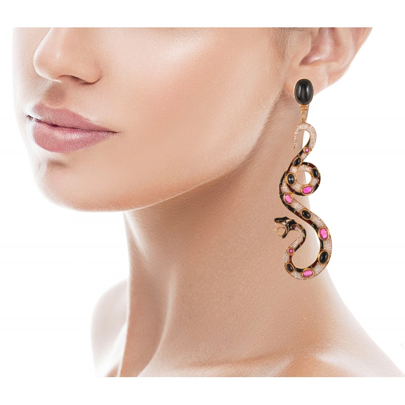 Erinyes Snake earrings, inspired by the Divine Comedy of Dante Alighieri, handmade in Italy by Percossi Papi