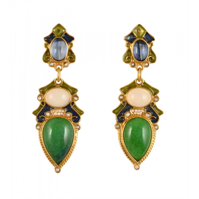 Neoclassical jade earrings