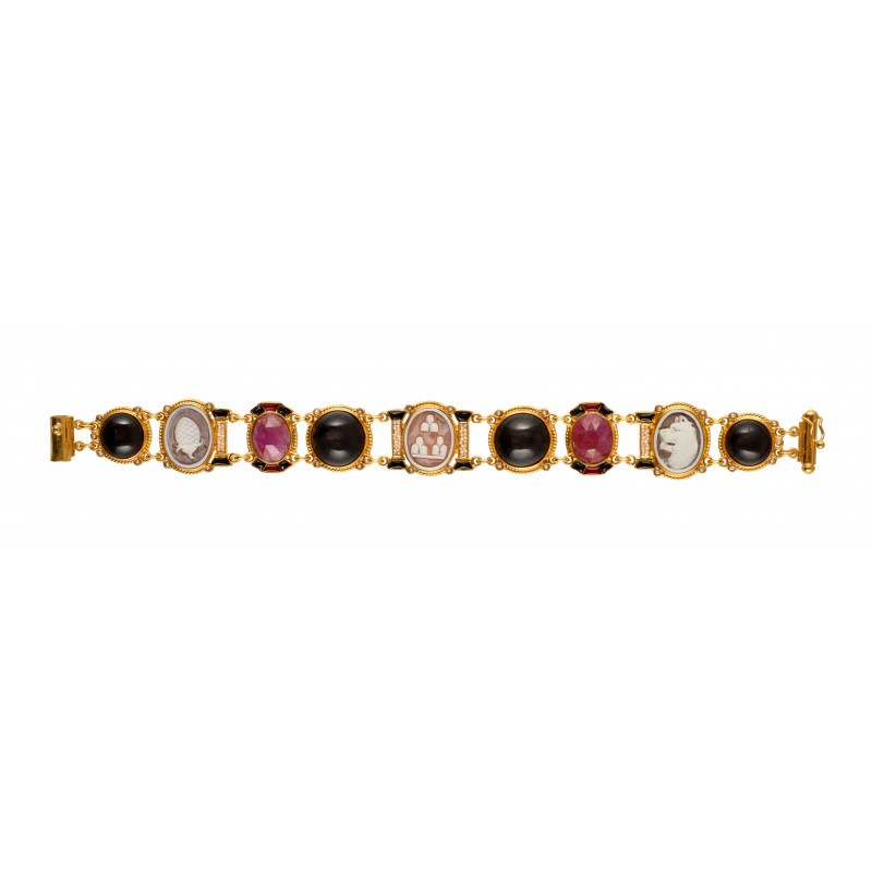 Bracciale con cammei i Rioni di Roma,realizzato a mano in Italia  da Percossi Papi