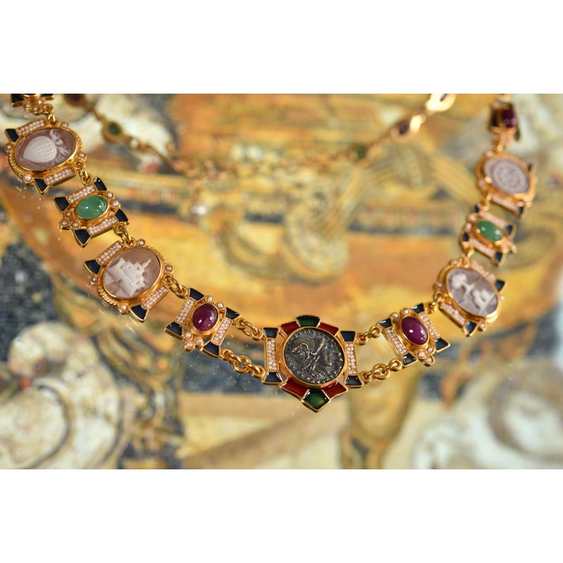 Cameos and coin necklace...