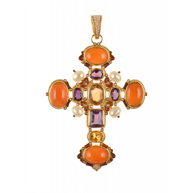 Baroque cross pendant