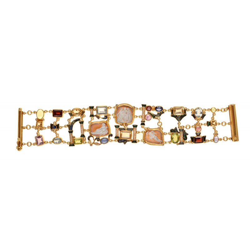 Bracciale romano con cammei realizzato in Italia da Percossi Papi con pietre naturali