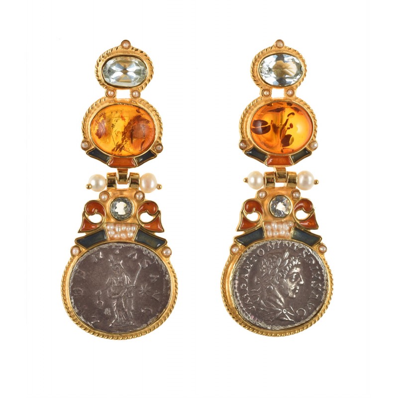 Roman coin earrings