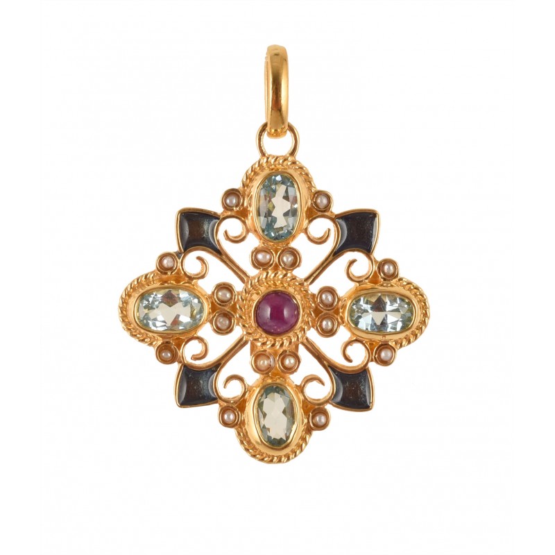 Baroque cross pendant