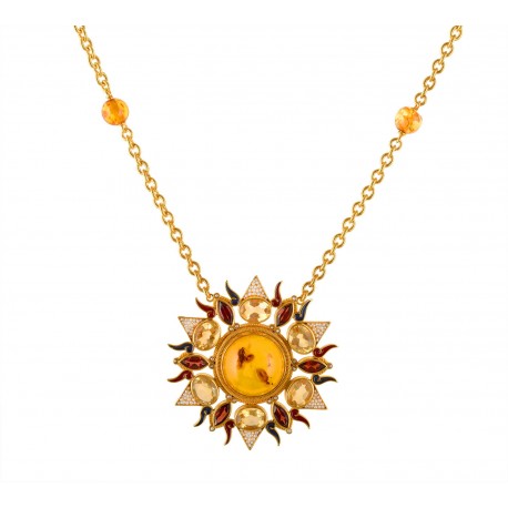 Rising Sun necklace,handmade in Italy by Percossi Papi with natural stones