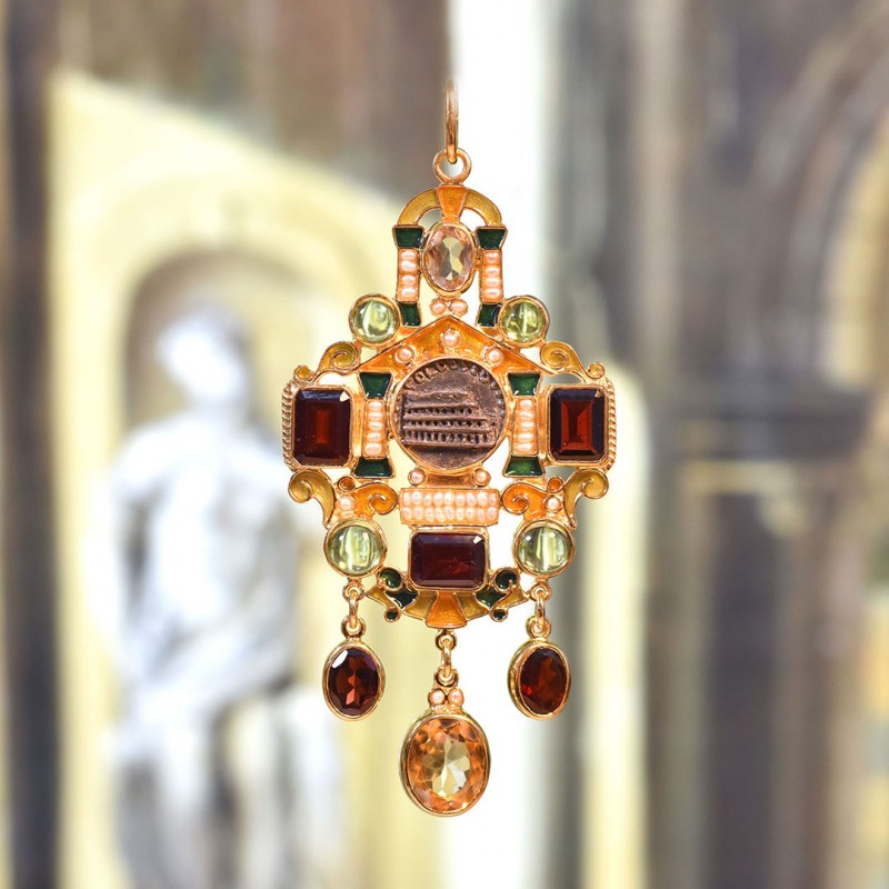 Pendente la Domus Aurea, realizzato a mano in Italia da Percossi Papi con pietre naturali
