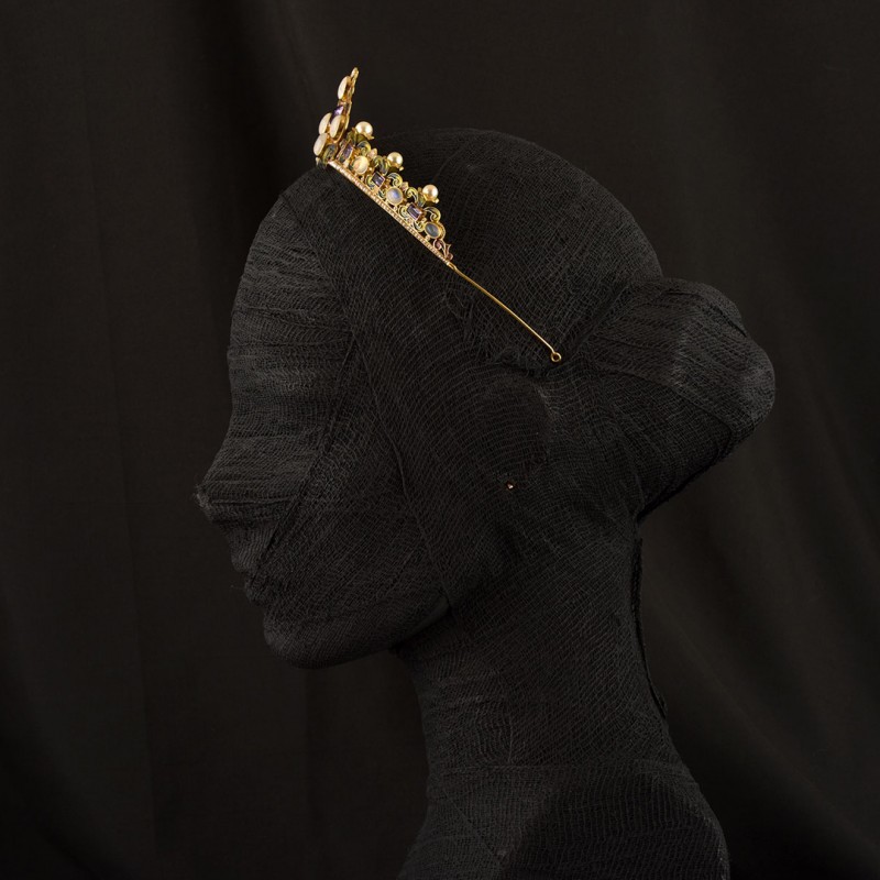 Baroque diadem, handmade in italy by Percossi Papi with natural stones