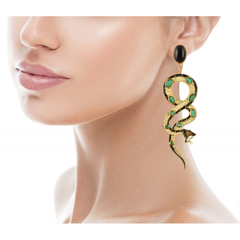 Snake earrings, handmade in Italy by Percossi Papi with natural stones