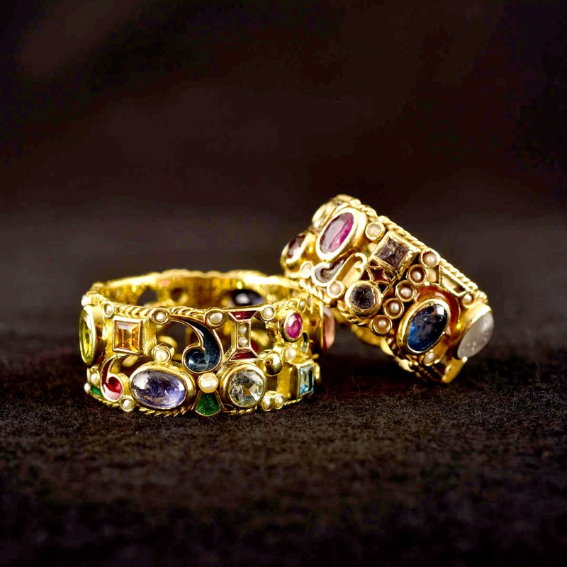 Architectural ring, handmade in Italy by Percossi Papi with natural stones