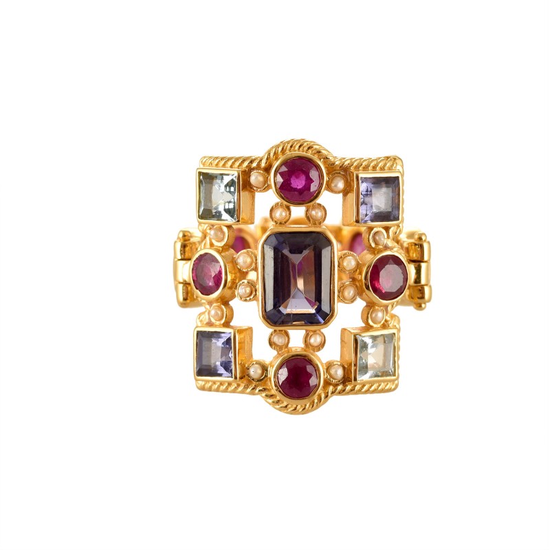 Anello rinascimentale, realizzato a mano in Italia da Percossi Papi con pietre naturali
