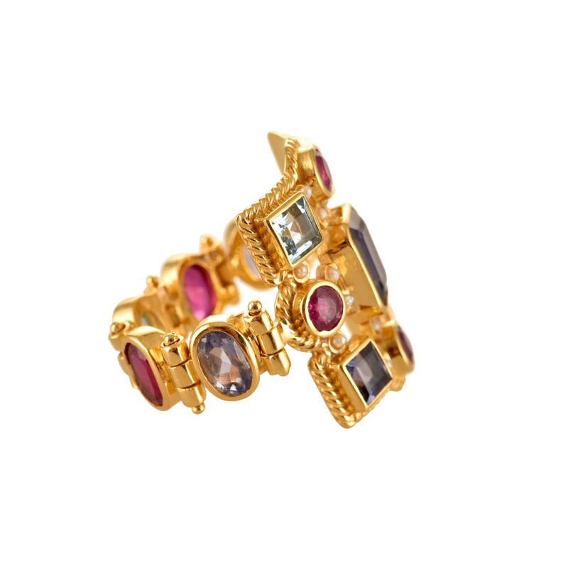 Anello rinascimentale, realizzato a mano in Italia da Percossi Papi con pietre naturali