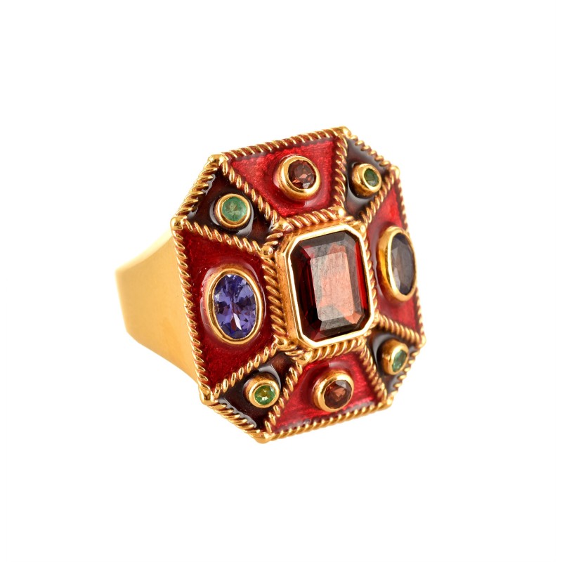 Anello rinascimentale, realizzato a mano in Italia da Percossi Papi con pietre naturali