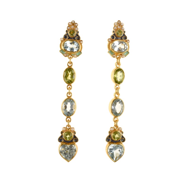 Heart earrings made in Italy by Percossi Papi with natural stones