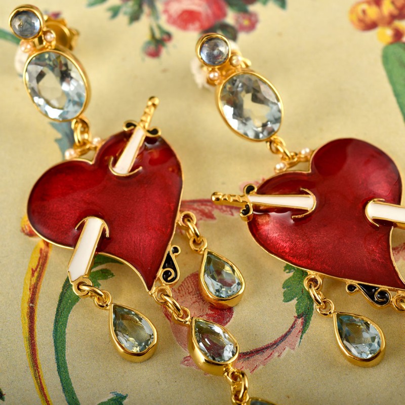 Orecchini cuori, realizzati in Italia da Percossi Papi