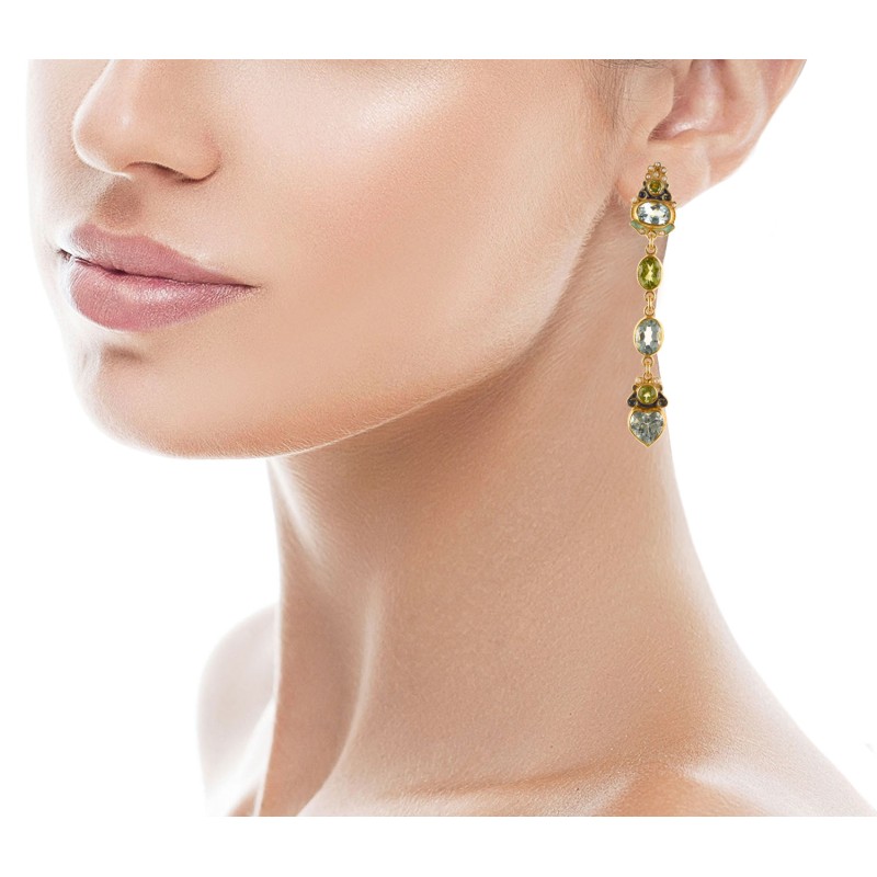 Heart earrings made in Italy by Percossi Papi with natural stones