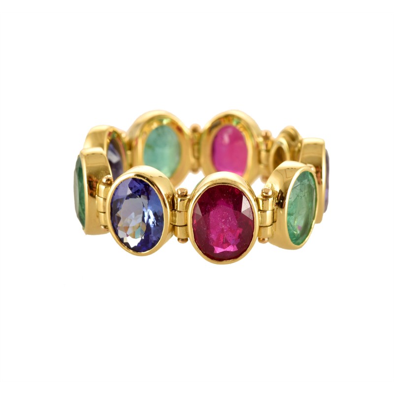Anello a cerniera, realizzato a mano in Italia da Percossi Papi con pietre naturali